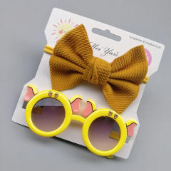 Sweet elegant design kids sunglasses bow headband set