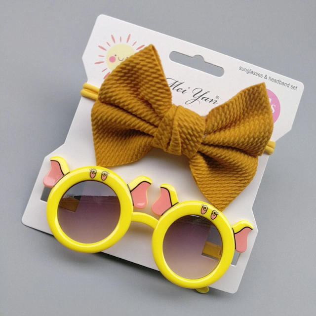 Sweet elegant design kids sunglasses bow headband set