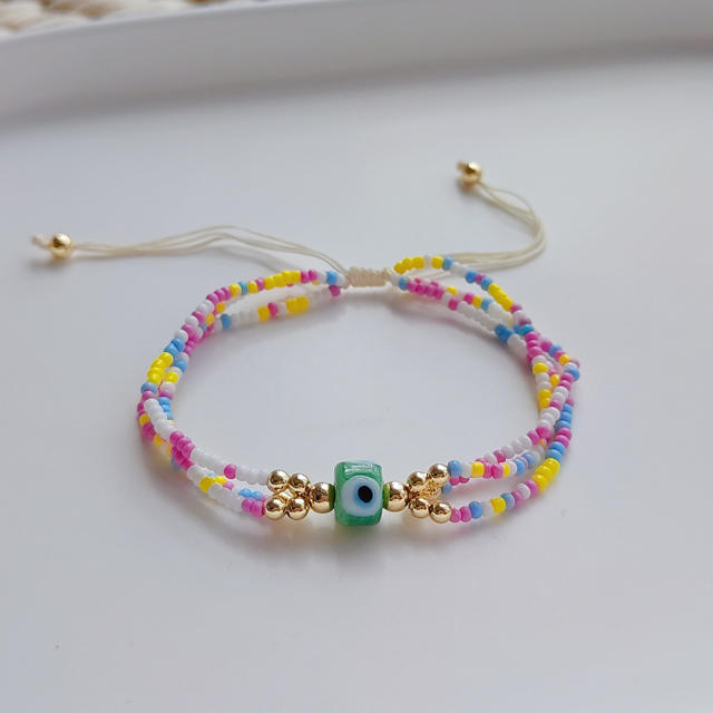 INS trend boho colorful miyuki bead evil eye bracelet