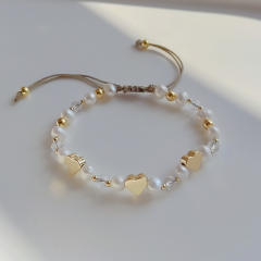 Baroque pearl copper bead handmade bracelet