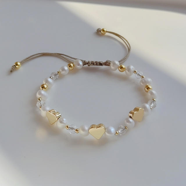 Baroque pearl copper bead handmade bracelet