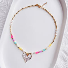 Boho Y2K color clay bead choker necklace