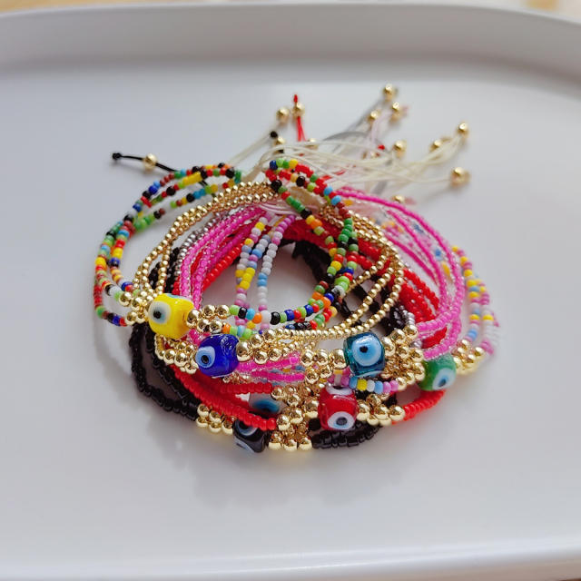 INS trend boho colorful miyuki bead evil eye bracelet