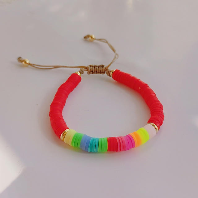 INS boho Y2K color clay bead pearl thread bracelet set