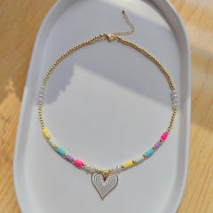 Boho Y2K color clay bead choker necklace