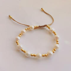 INS boho brown color clay bead pearl bracelet set