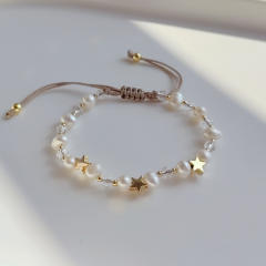 Baroque pearl copper bead handmade bracelet