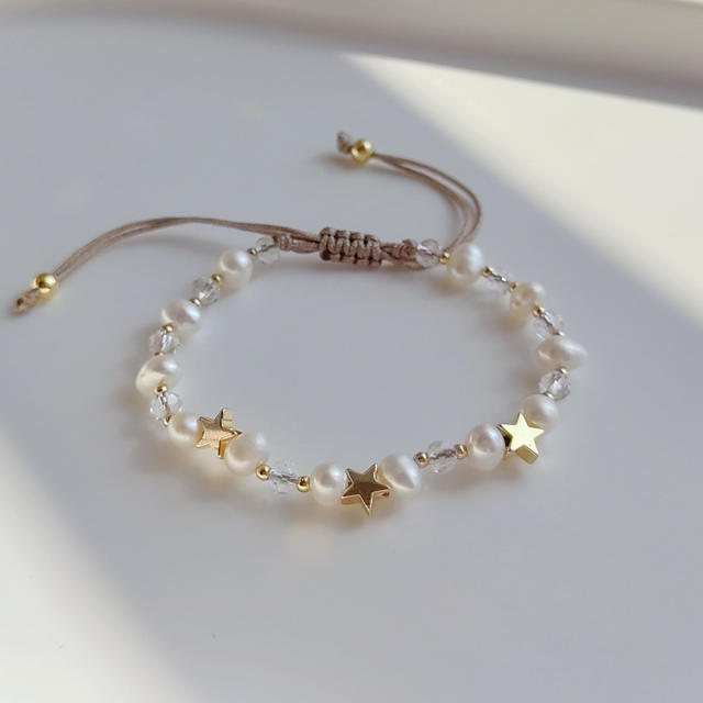 Baroque pearl copper bead handmade bracelet