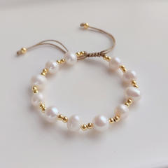 Boho handmade clay bead pearl bracelet set