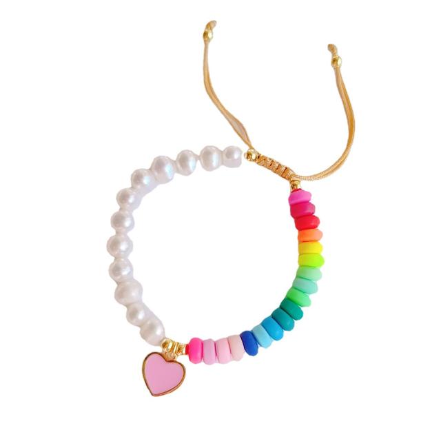 INS trend Y2K color clay bead pearl bracelet
