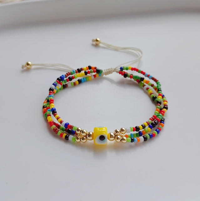 INS trend boho colorful miyuki bead evil eye bracelet