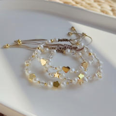 Baroque pearl copper bead handmade bracelet