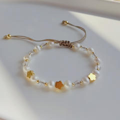 Baroque pearl copper bead handmade bracelet