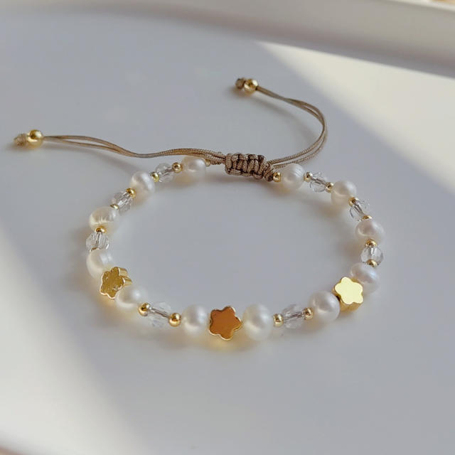 Baroque pearl copper bead handmade bracelet
