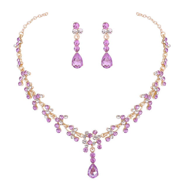 Occident fashion color glass crystal necklace set