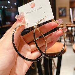 Classic color enamel large hoop earrings