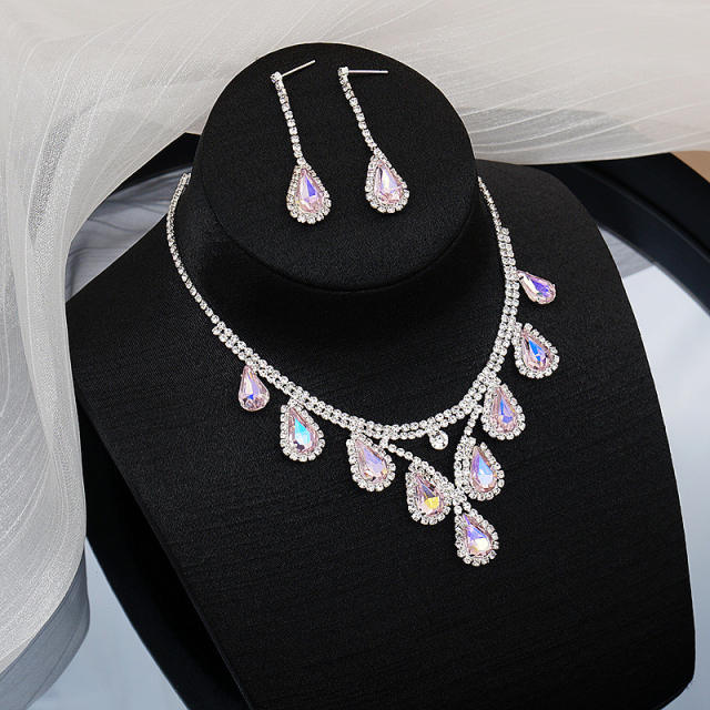 Delicate color glass crystal necklace set