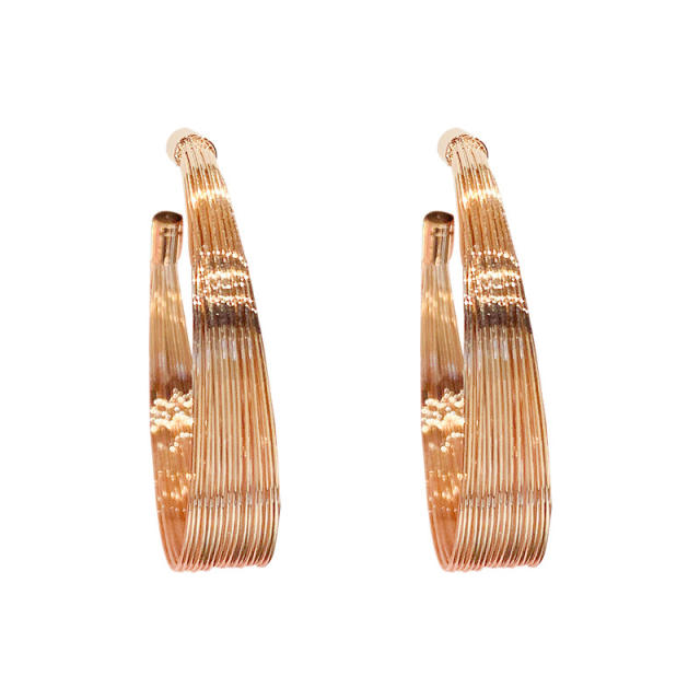 Korean fashion elegant metal hoop earrings