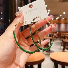 Classic color enamel large hoop earrings