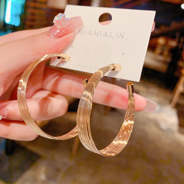 Korean fashion elegant metal hoop earrings