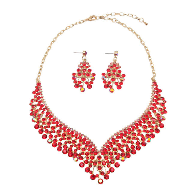 Occident fashion luxury color glass crystal necklace set