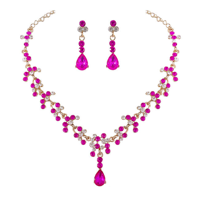 Hot sale color glass crystal necklace set