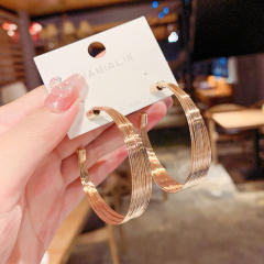 Korean fashion elegant metal hoop earrings