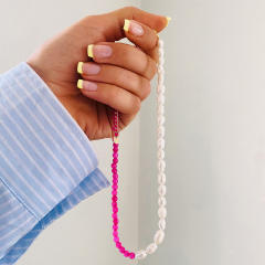 INS Y2K water pearl rose red crystal bead choker