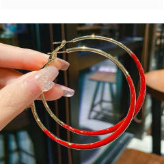 Classic color enamel large hoop earrings