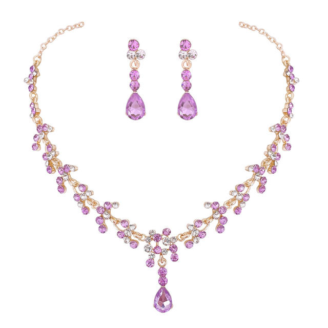 Hot sale color glass crystal necklace set