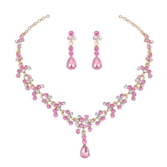 Occident fashion color glass crystal necklace set