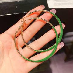 Classic color enamel large hoop earrings