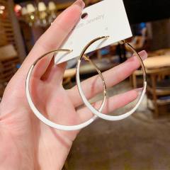 Classic color enamel large hoop earrings