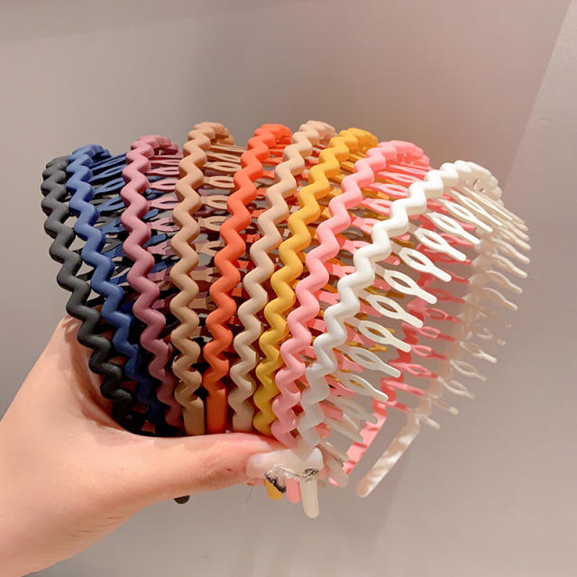 Korean fashion plain color zig zag headband