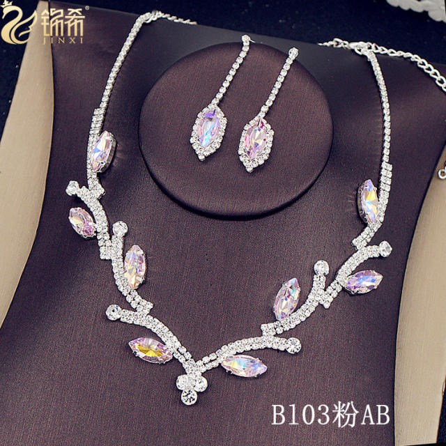 Occident fashion color glass crystal necklace set