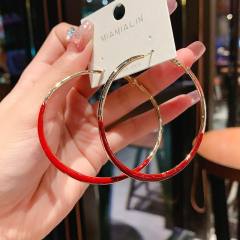Classic color enamel large hoop earrings