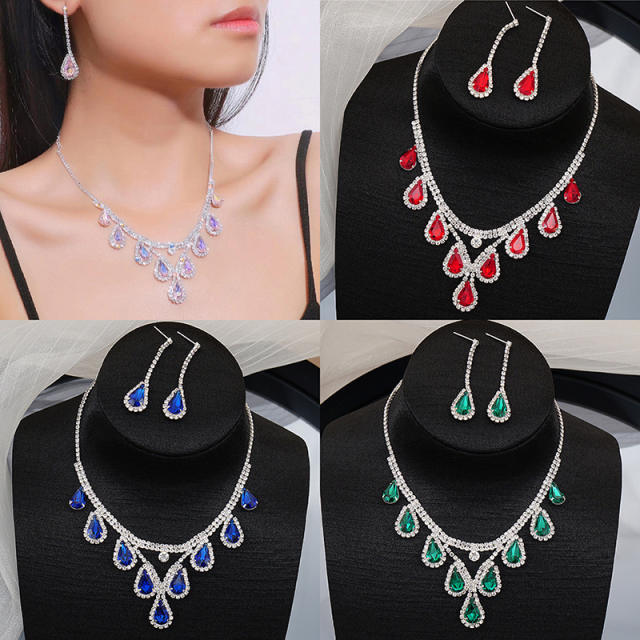Delicate color glass crystal necklace set