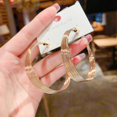 Korean fashion elegant metal hoop earrings