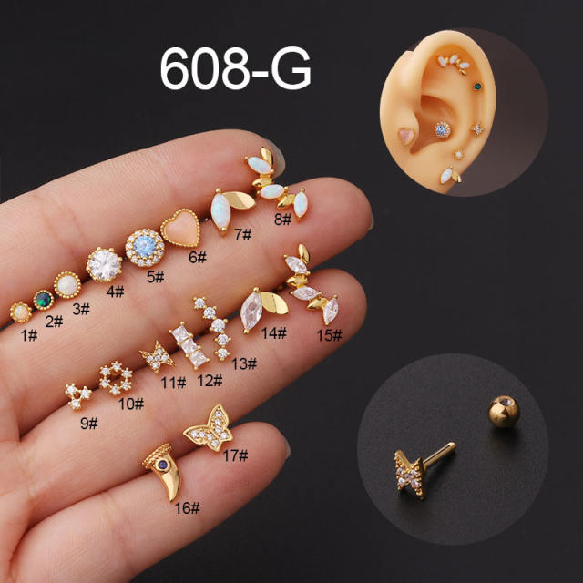 Opal stone cartilage earrings(1pcs price)