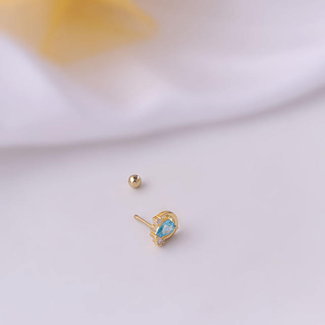 Elegant color cubic zircon drop cartilage earrings(1pcs price)