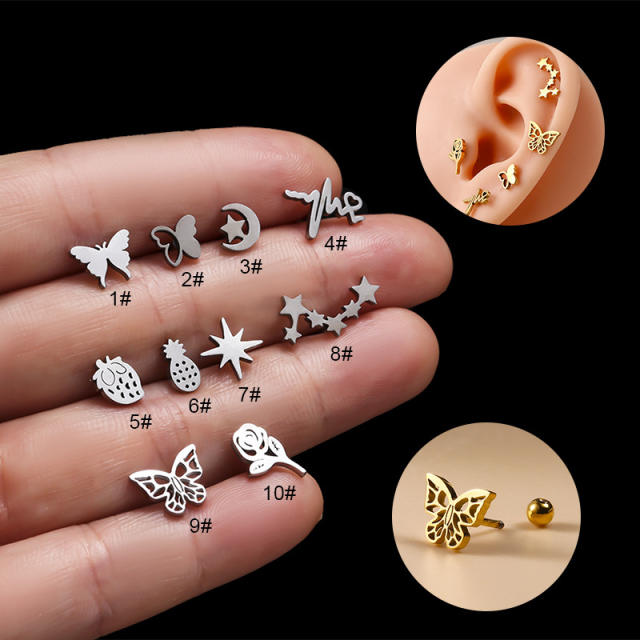 Personality stainless steel cartilage earrings(1pcs price)