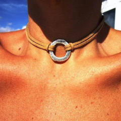 Boho alloy circle choker necklace