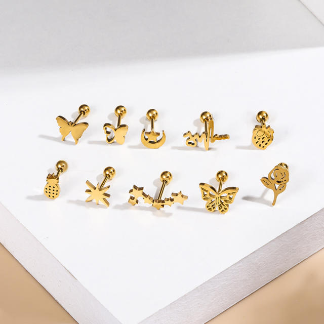Personality stainless steel cartilage earrings(1pcs price)
