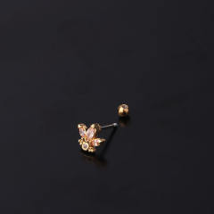 Color cubic zircon personality cartilage earrings(1pcs price)