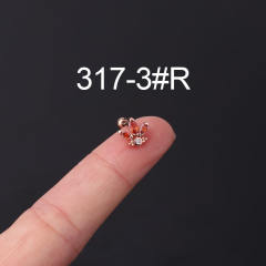 Color cubic zircon personality cartilage earrings(1pcs price)