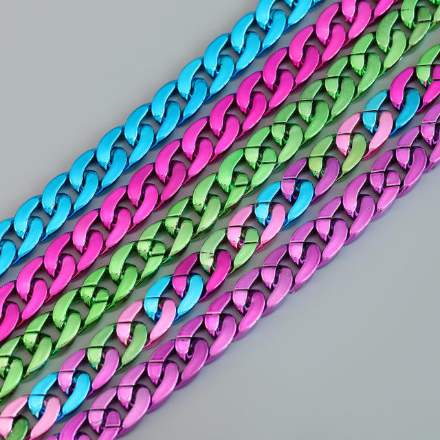 Punk trend alloy resin cuban chain choker necklace
