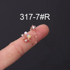 Color cubic zircon personality cartilage earrings(1pcs price)