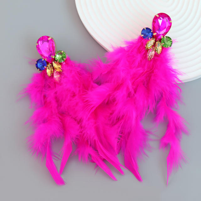 Boho colorful feather earrings