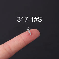 Color cubic zircon personality cartilage earrings(1pcs price)