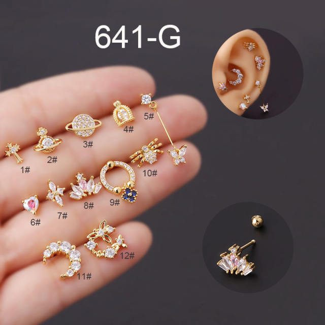 Elegant cubic zircon personality cartilage earrings(1pcs price)